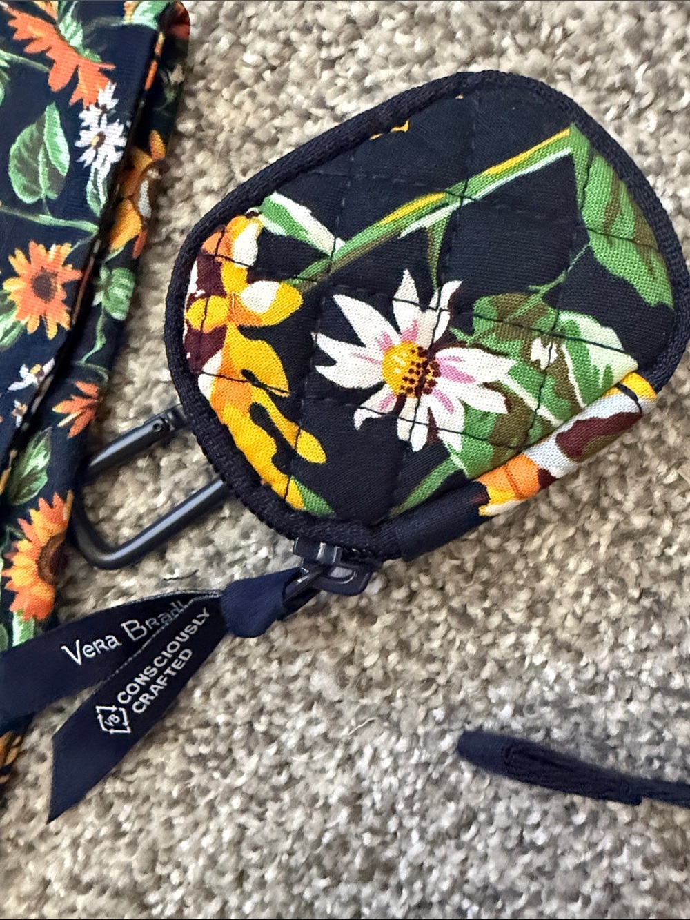Vera Bradley 4 piece backpackset Sunflower Quilted Backpack in Black and Yellow - Picture 9 of 10